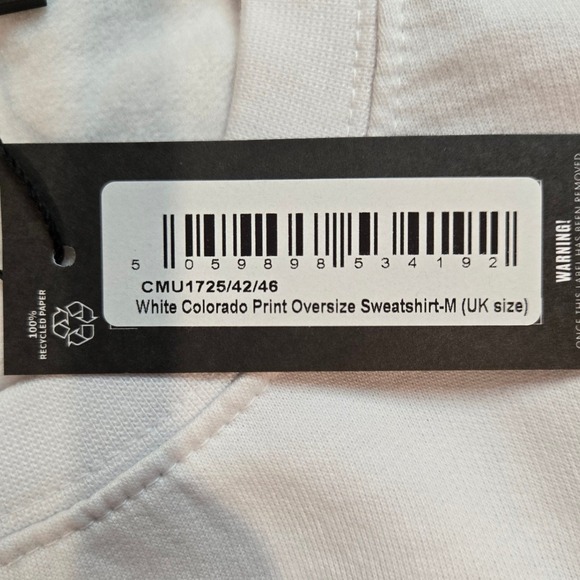 PrettyLittleThing White Colorado Mountains Oversized Sweatshirt Women's M - Picture 2 of 11